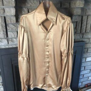 UNIQUE Unisex Gold Poet Satin Blouse